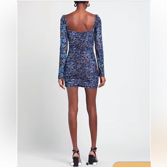 ROTATE by Birger Christensen Floral Long Sleeve Ruched Mini Dress Size US 4 - Picture 3 of 12